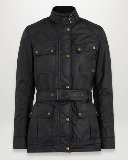 Blouson Moto Belstaff Femme Trialmaster Noir Coton Soldes DS2504768